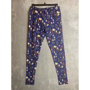 Lularoe Womens Tall & Curvy Blue Floral Leggings
